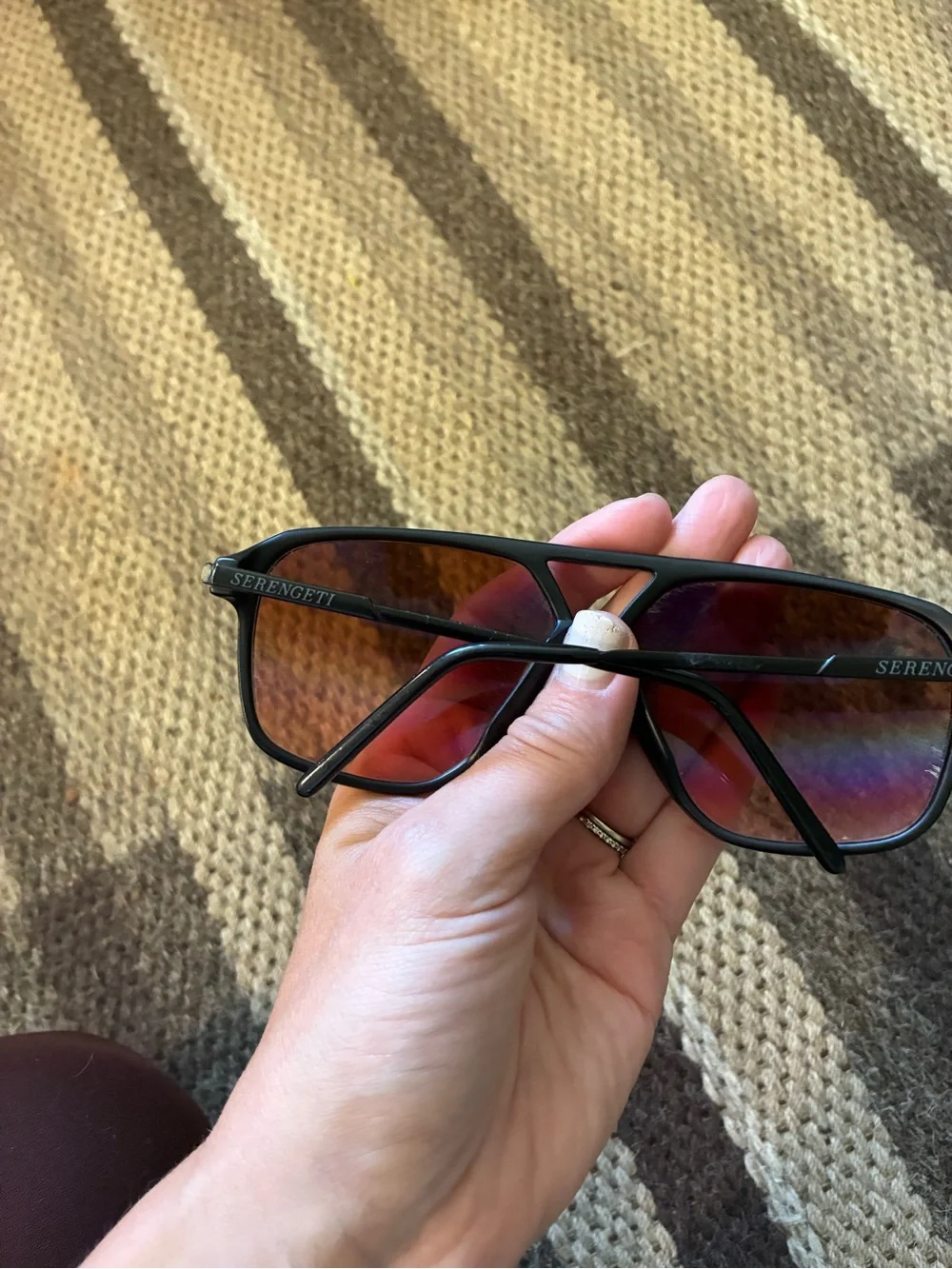 Vintage Serengeti Drivers 5310K Black Aviator Sunglasses Corning Glass Japan